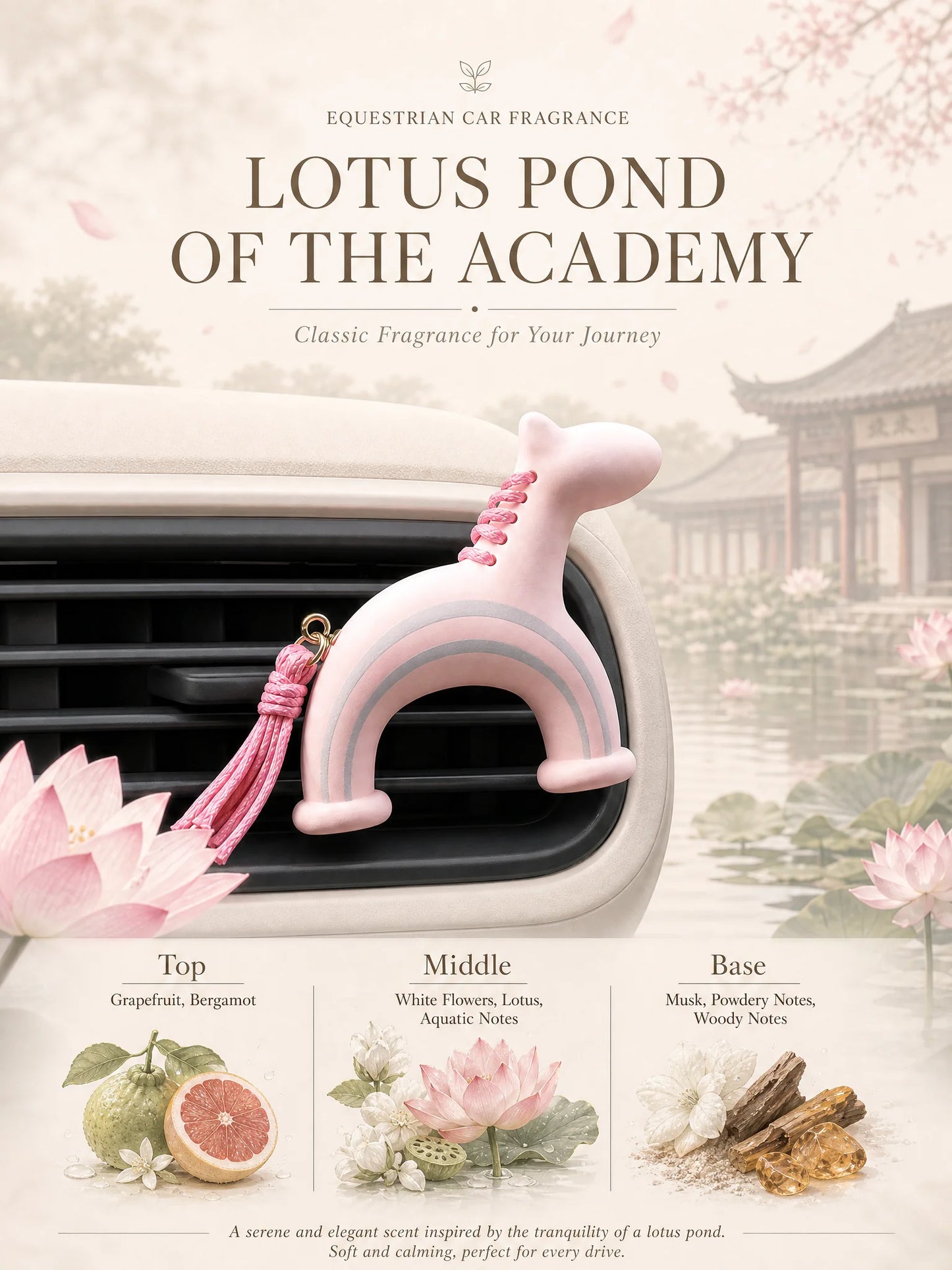 Lotus Pond Of The Academy scented pink pony car diffuser