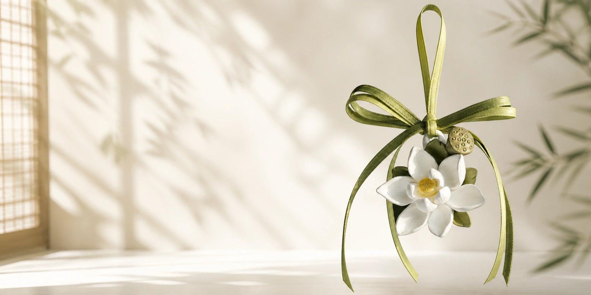 Lotus Serenity hanging car charm editorial banner