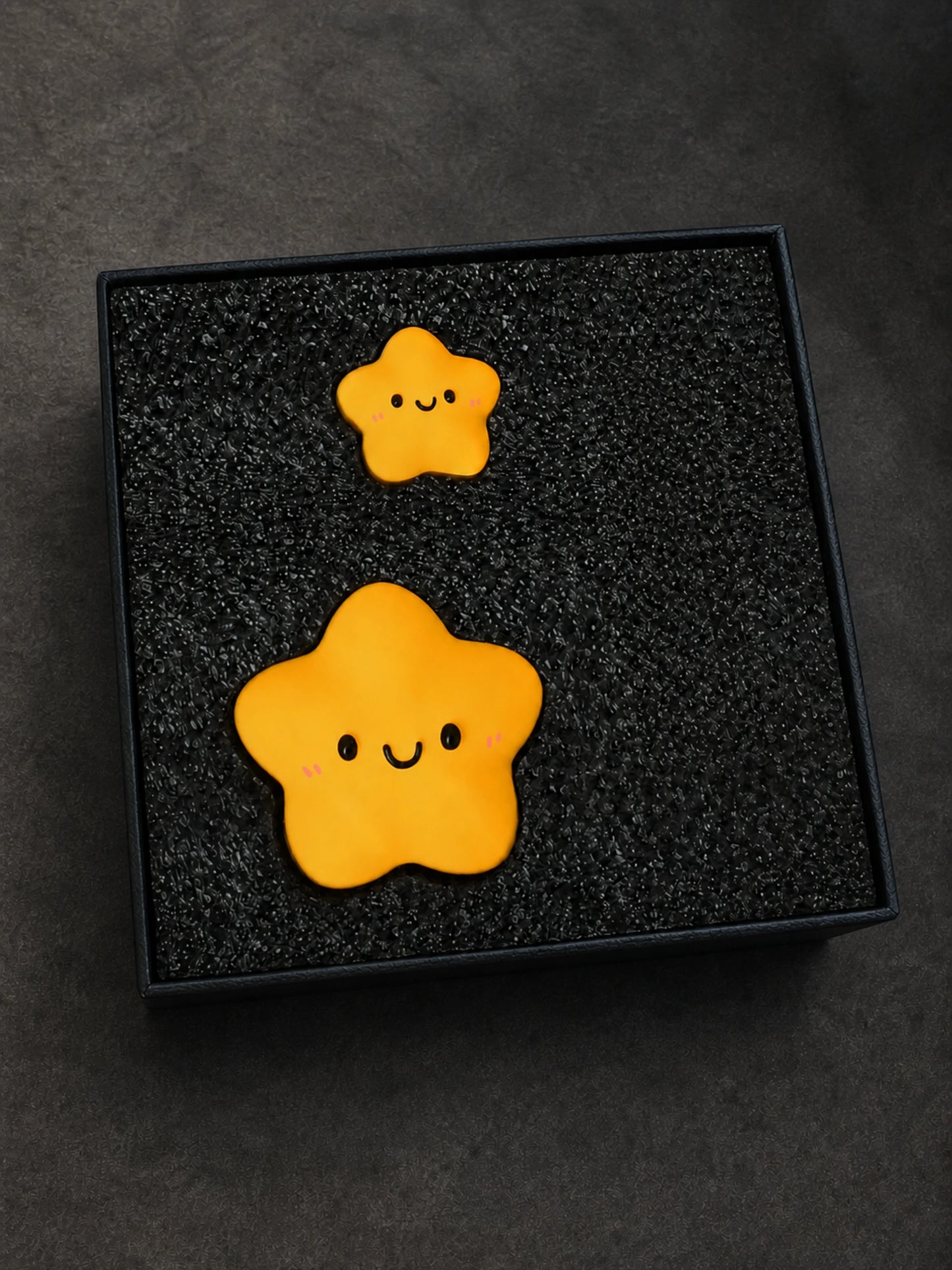 Lucky Star Duo Gift Box with one large and one small yellow star