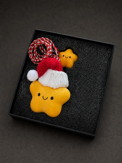 Red Cap Star Hanging Gift Box with small companion star
