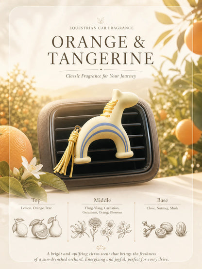Orange & Tangerine scented yellow pony car air freshener