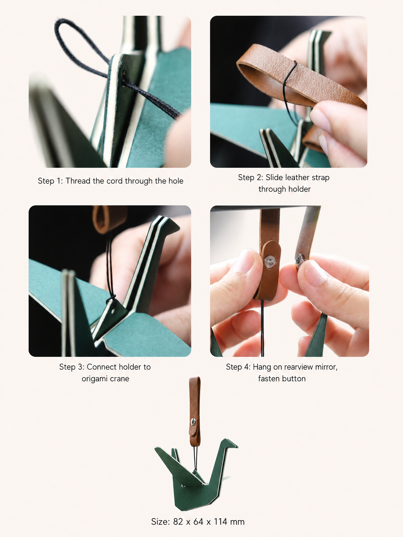 4-step easy installation guide for magnetic leather strap crane diffuser