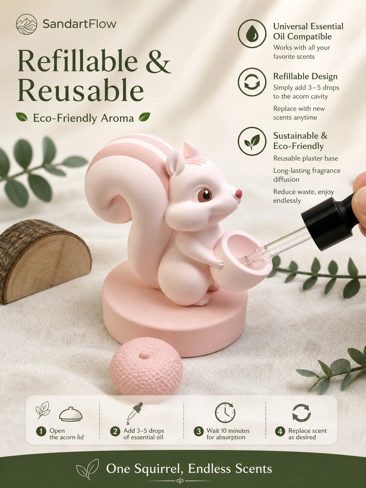 Refillable squirrel diffuser replaceable scented ball instruction