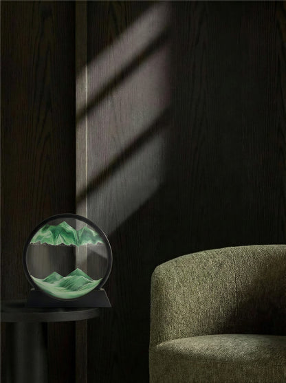 Moss Verse hourglass on windowsill