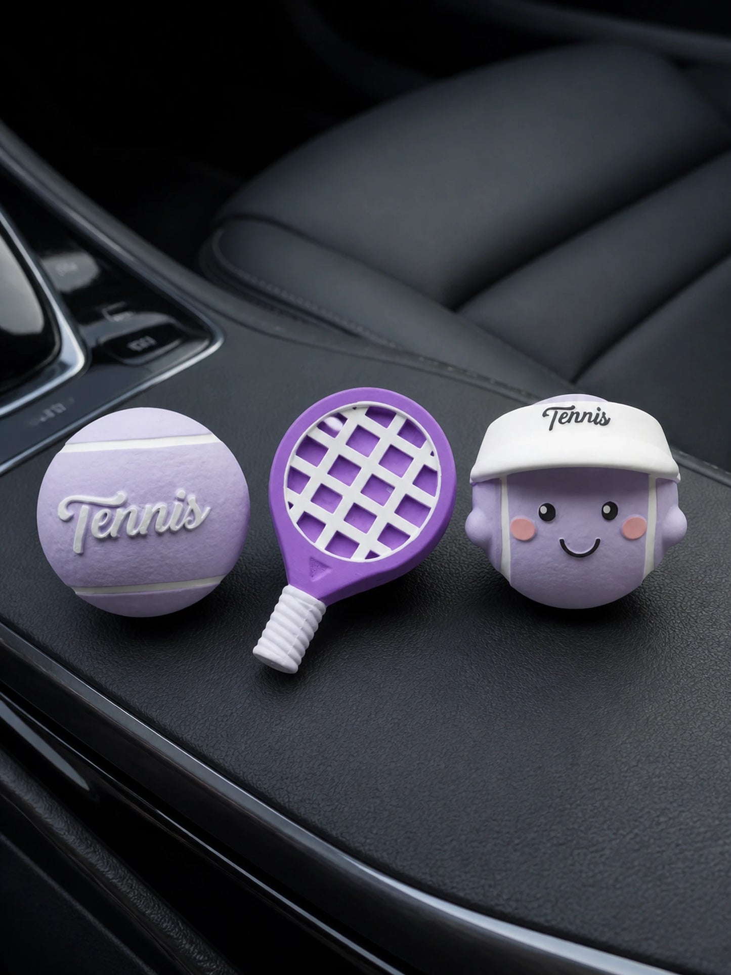 Lavender Purple Tennis Club three-piece car vent set