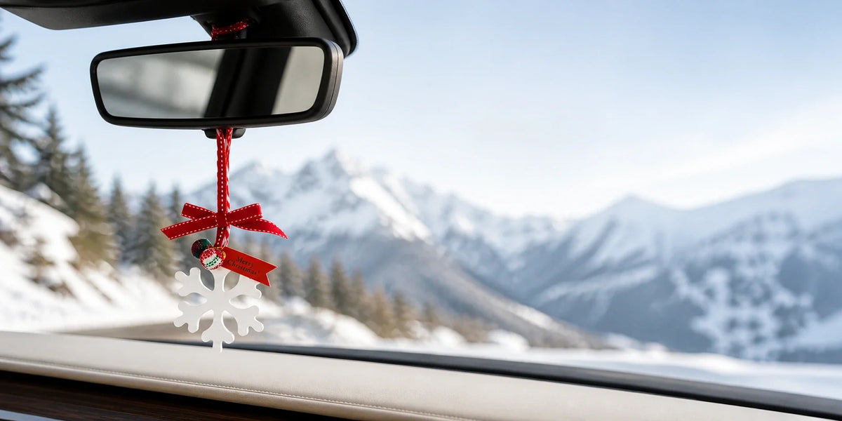Winter Snowflake Hanging Car Ornament wide product-page banner