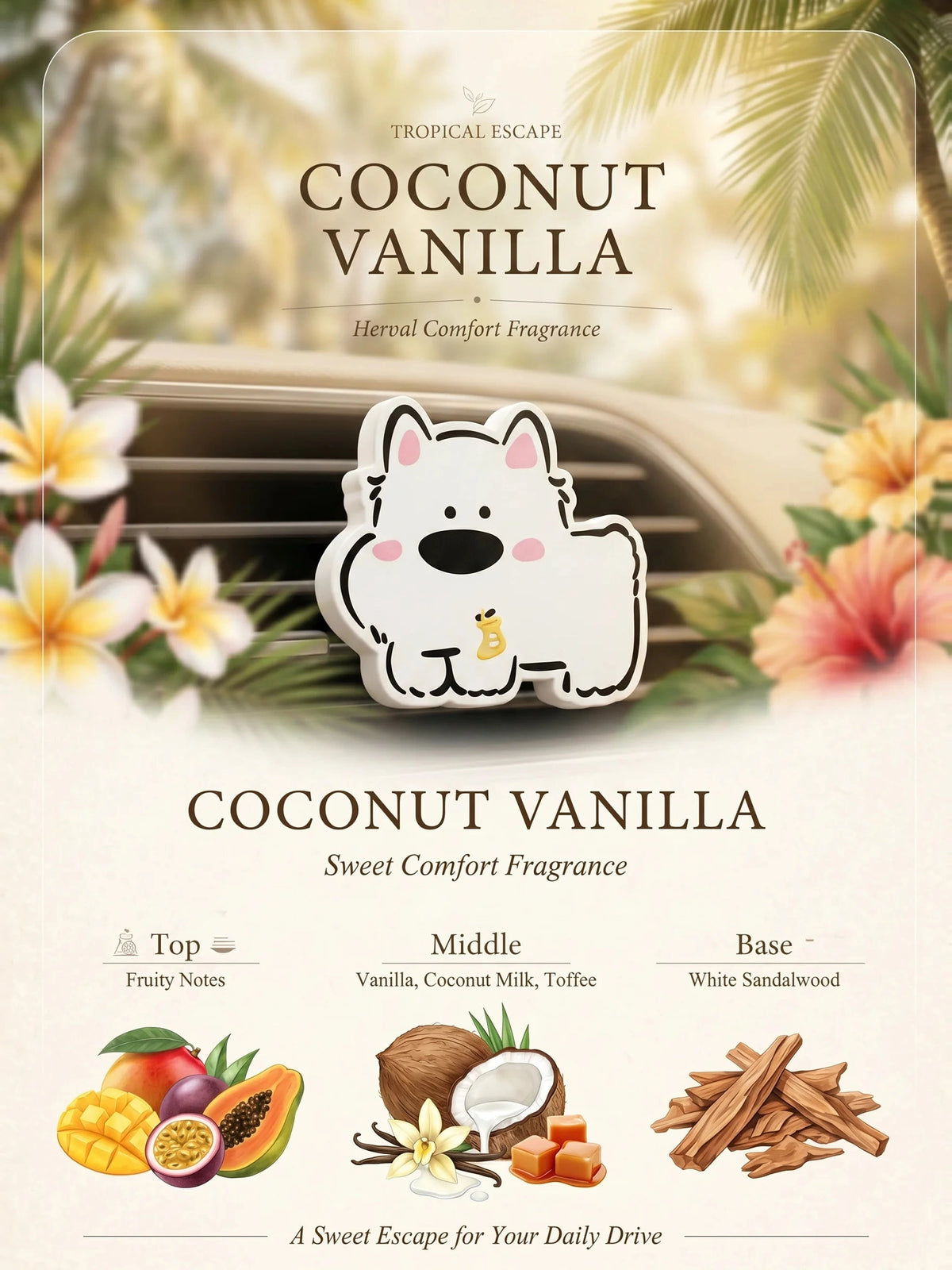Line Art Puppy Car Vent Diffuser - Refillable Gypsum Air Freshener product image by SandartFlow