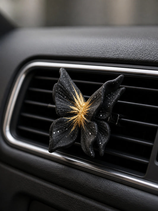Noir Butterfly & Camellia Car Vent Diffuser - premium car interior hero image