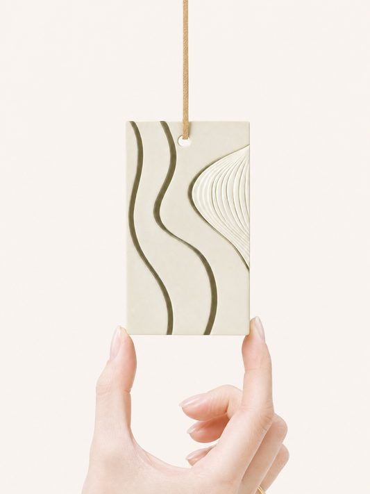 White gypsum air freshener with adjustable hanging string