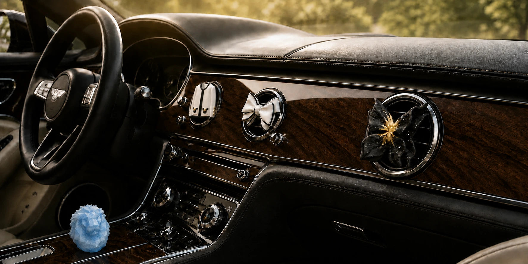 Bentley interior with four SandartFlow car vent scent charms